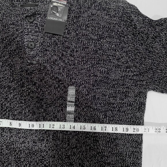Brand New with Tag Henley Knit Sweater 100% Cotton Logan Hill Men's Large Gray - Picture 4 of 6
